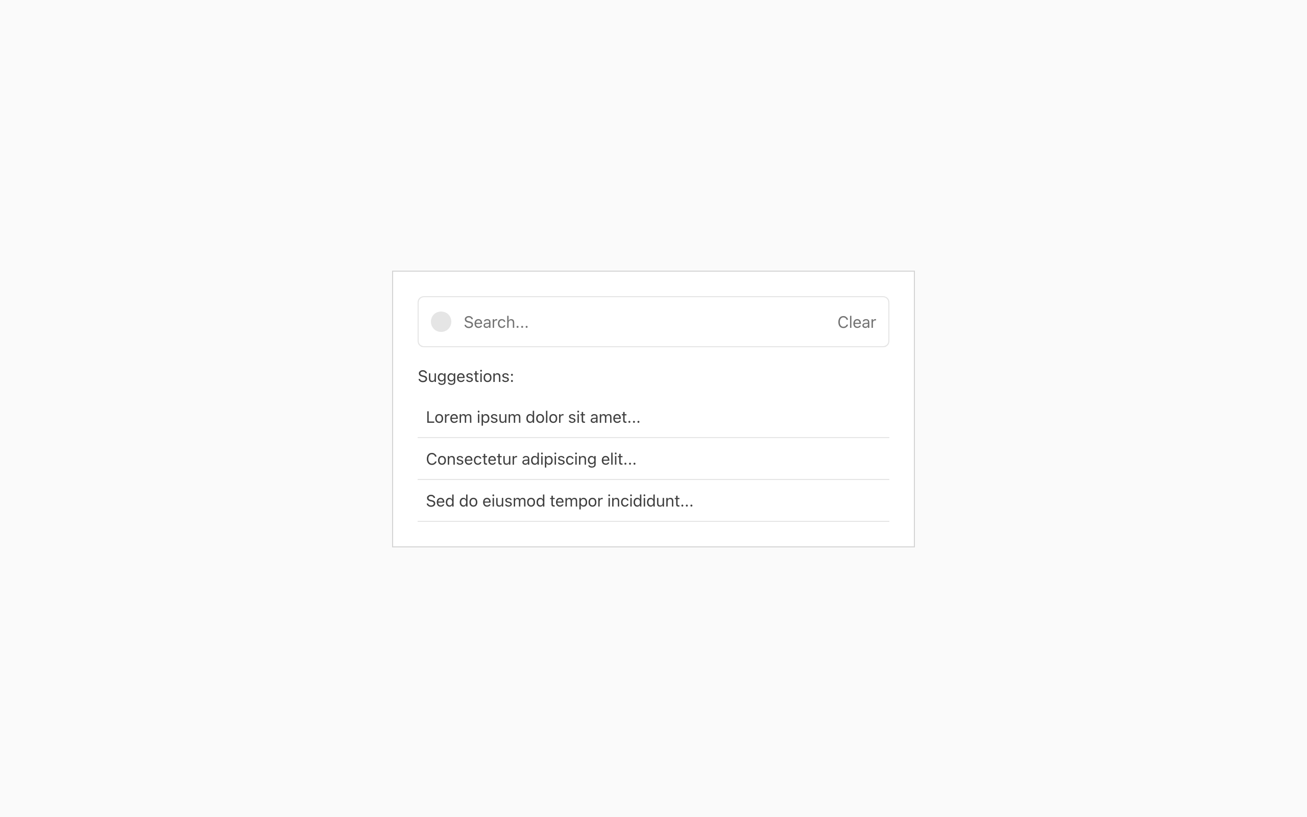 Wireframe example for Search Bar