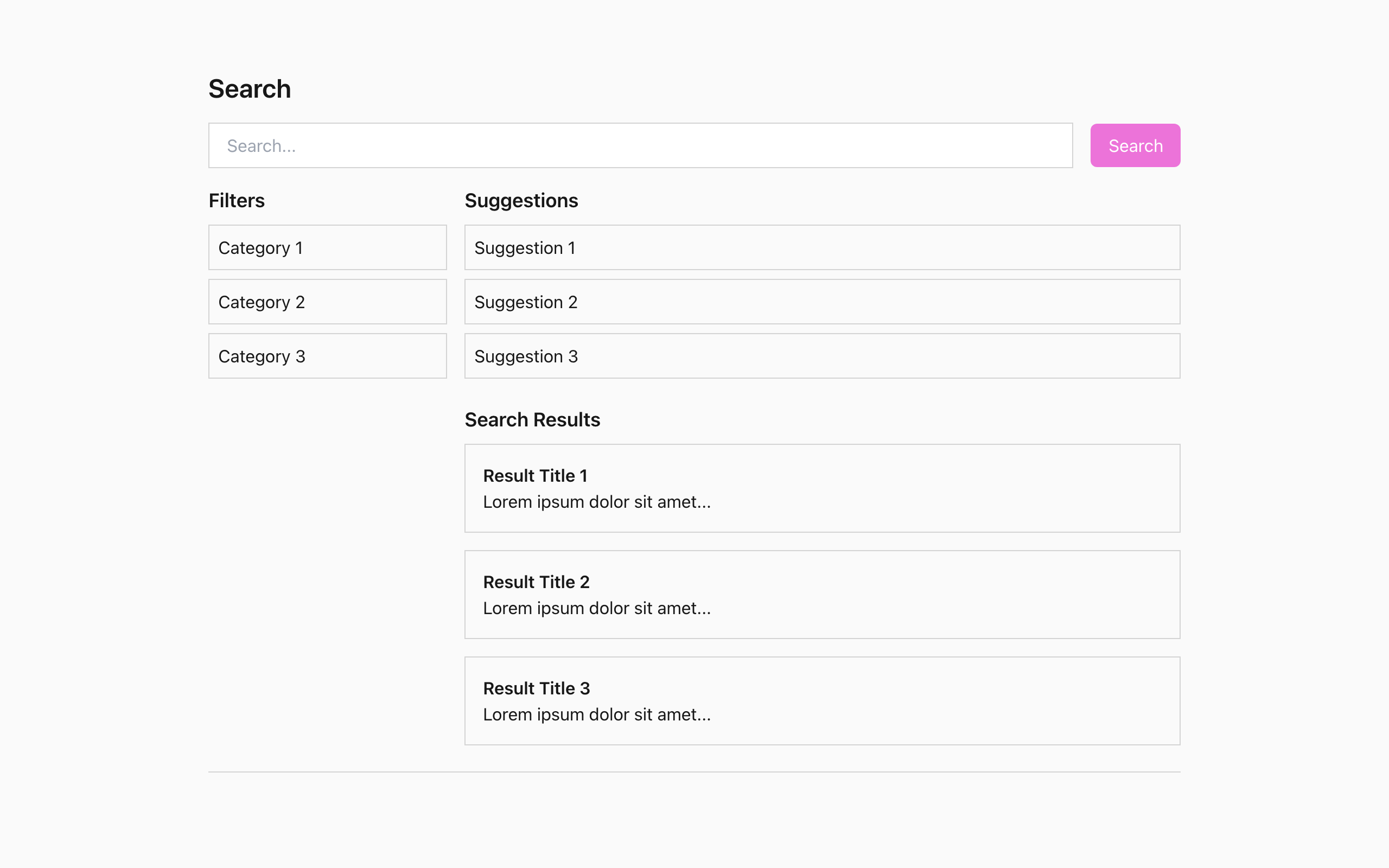 Wireframe example for Search page