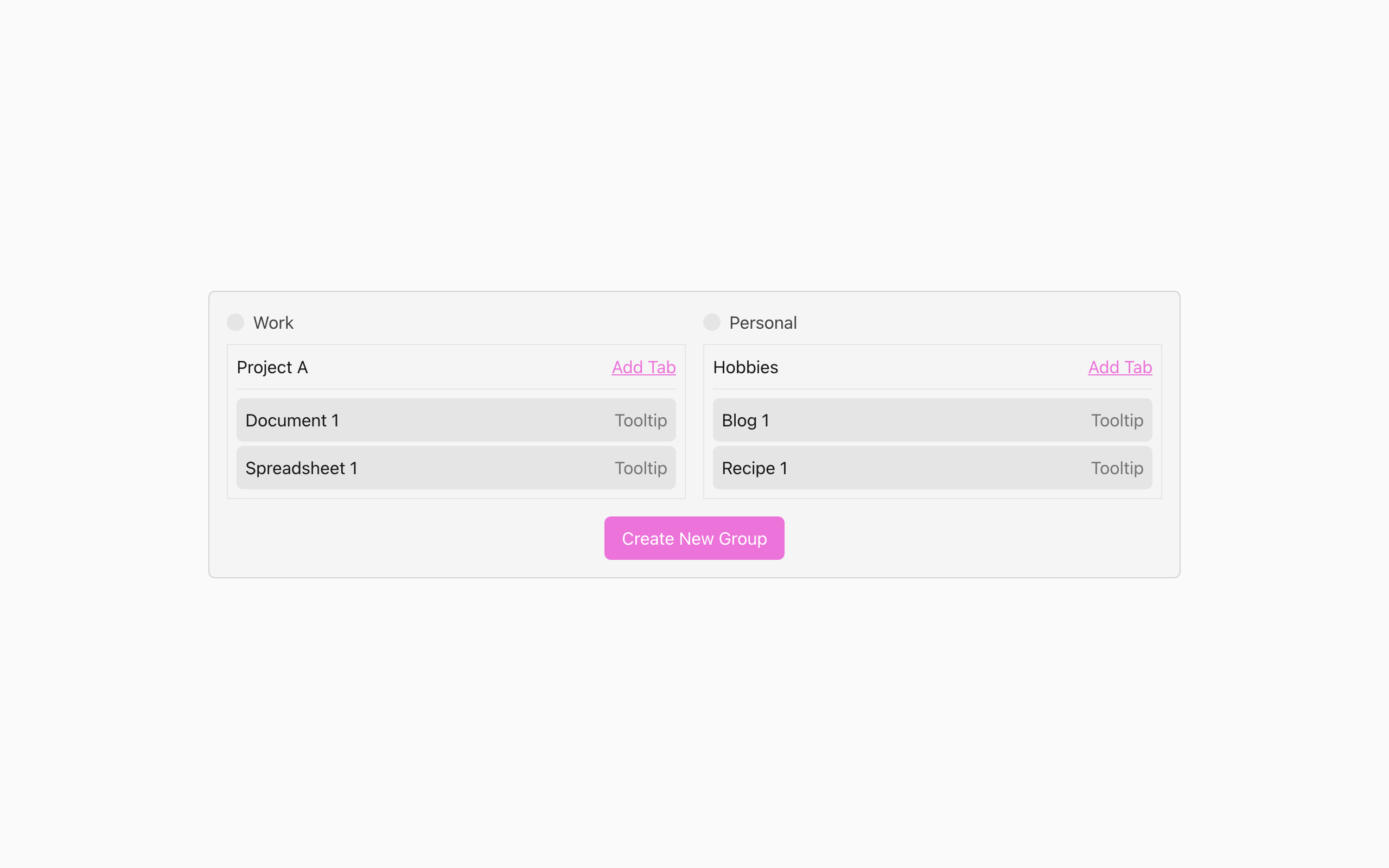Wireframe example for Tab group