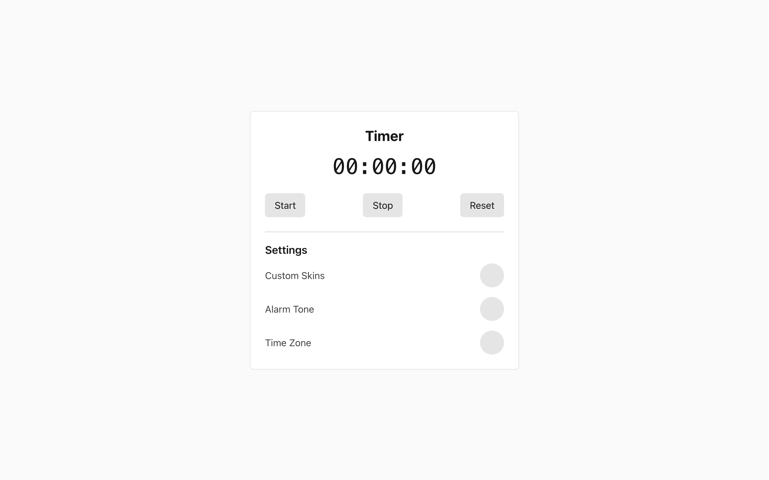 Wireframe example for Timer or Clock