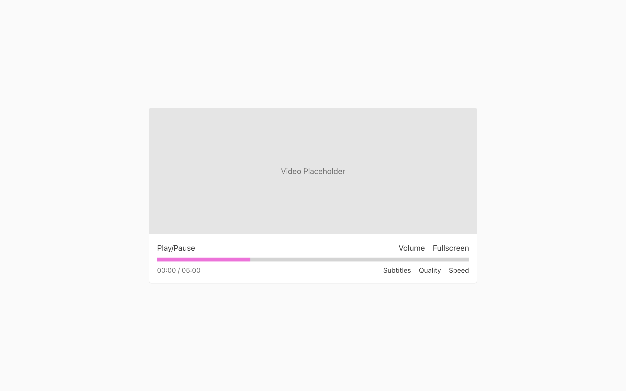Wireframe example for Video Player